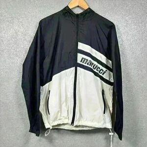 MARUCCI Retro Style 90s Zip Up Black White Baseball Windbreaker Men Small